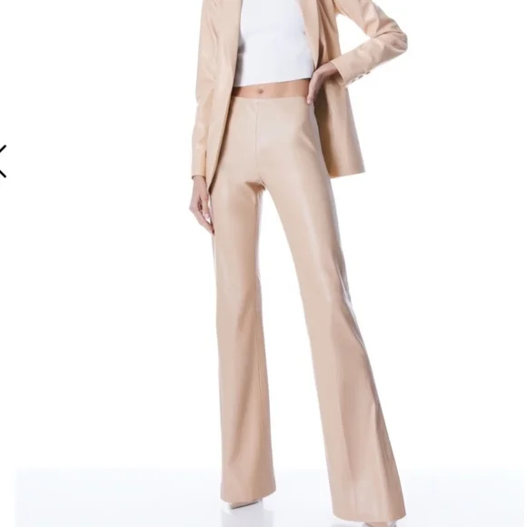 Alice and Olivia Teeny vegan leather side slit pants - Picture 1 of 6